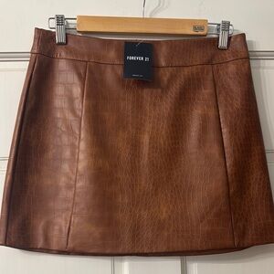 Forever 21 Croc-Embossed Tan Mini Skirt